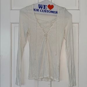 Urban Outfitters white lace up blouse